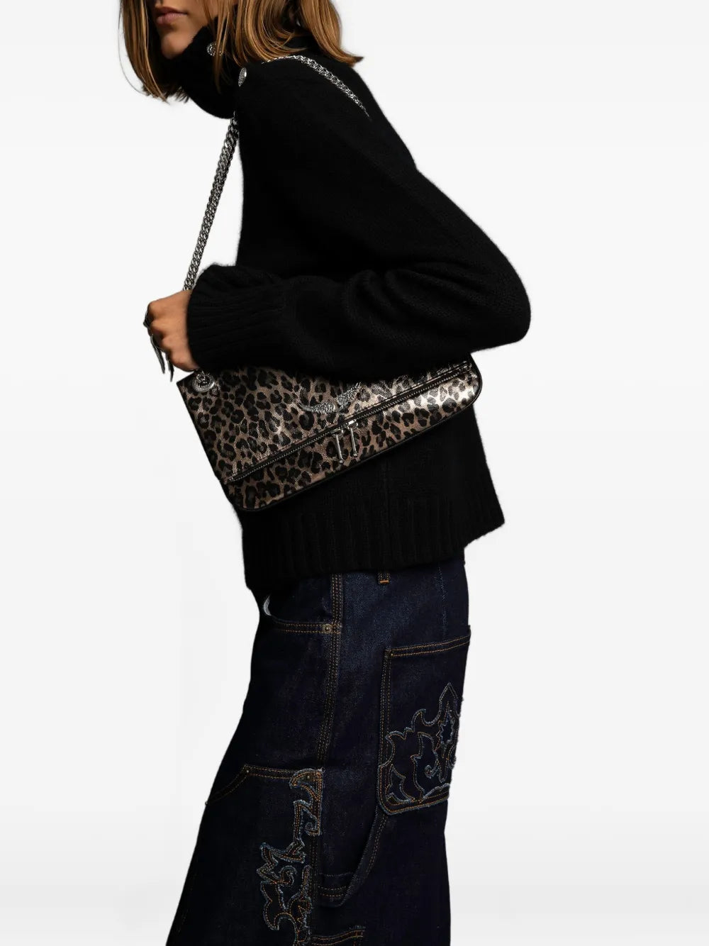 Rock II metal leopard clutch