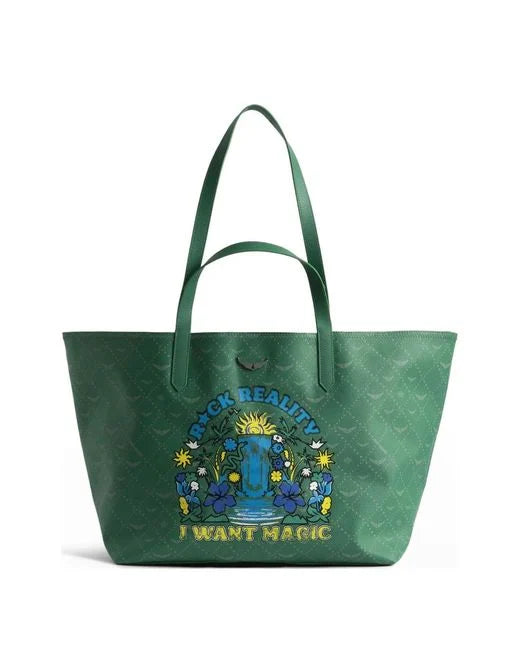 Women's Green Z Shopper Monogram Tag Bag
